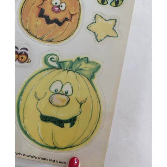 Vtg Fall Halloween Vinyl Window Clings Lot 5 Pumpkin Witch Cat Ghost Decor - Picture 12 of 16